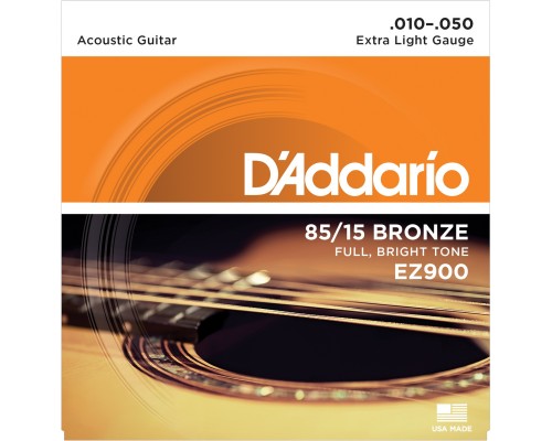 D'ADDARIO EZ900 - струны для акустической гитары, бронза 85/15, Extra Light 10-50