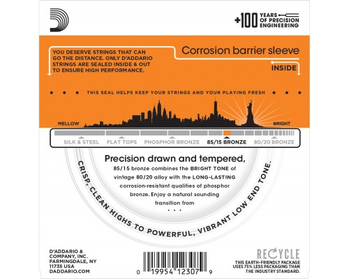 D'ADDARIO EZ900 - струны для акустической гитары, бронза 85/15, Extra Light 10-50