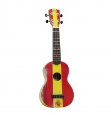 WIKI UK/ESP - гитара укулеле сопрано, рисунок 'испанский флаг', чехол в комплекте