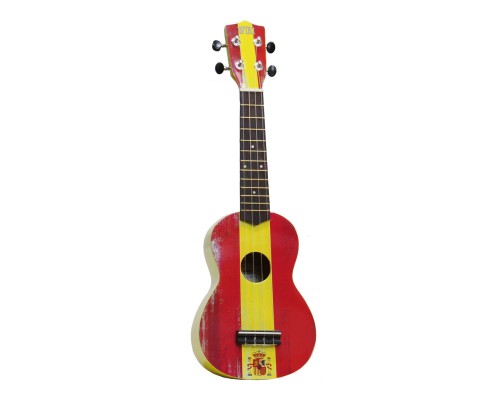 WIKI UK/ESP - гитара укулеле сопрано, рисунок 'испанский флаг', чехол в комплекте