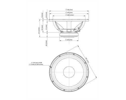 EIGHTEEN SOUND 18W1001/8 - 18' динамик НЧ, 8 Ом, 1000 Вт AES, 99 dB, 37-4700 Гц