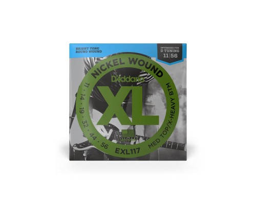 D'ADDARIO EXL117 - струны для электрогитары, 11-56, никель, подходят для строя 'D'