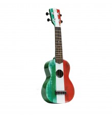 WIKI UK/IT - гитара укулеле сопрано, рисунок 'итальянский флаг', чехол в комплекте