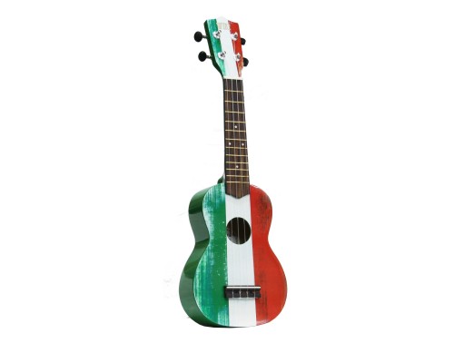 WIKI UK/IT - гитара укулеле сопрано, рисунок 'итальянский флаг', чехол в комплекте