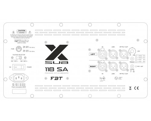 FBT X-SUB 118SA - активный сабвуфер, 18', 1200 Вт, 38Гц-120Гц, SPL 136 дБ, DSP c 4-мя пресетами