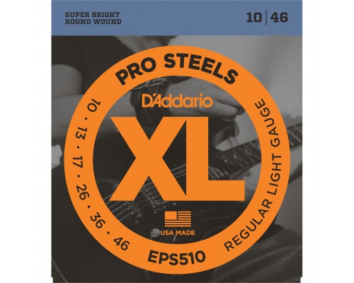 D'ADDARIO EPS510 - струны для электрогитары, ProSteels, Regular Light, 10-46