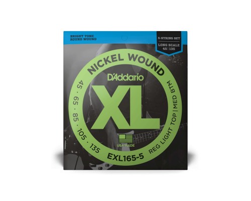 D'ADDARIO EXL165-5 - струны для 5-струнной бас-гитары, 45-135, никель