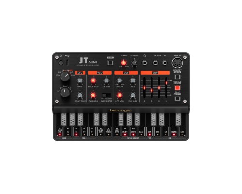 BEHRINGER JT MINI - аналоговый полифонический синтезатор с 3 VCO, многорежимным VCF, арпеджиатором