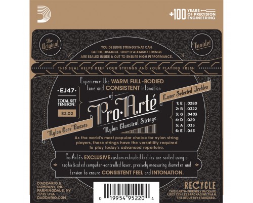 D'ADDARIO EJ47 - струны для классической гитары, Gold, Normal Tension