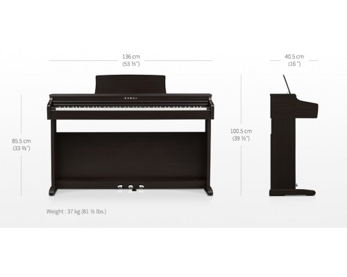 KAWAI KDP120 R - цифровое пианино, банкетка, механика RHC II, 88 клавиш, цвет палисандр