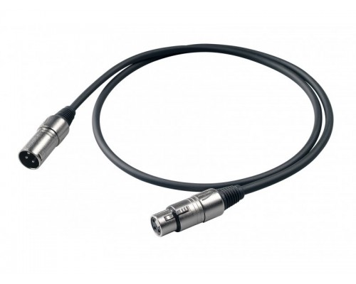 PROEL BULK250LU1 - микрофонный кабель, XLR (папа) <-> XLR (мама), длина - 1м