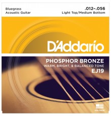 D'ADDARIO EJ19 - струны для акустической гитары с обмоткой из фосфорной бронзы, bluegrass, 12-56