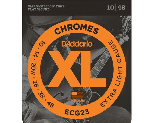 D'ADDARIO ECG23 - струны для электрогитары, Extra Light, хром, 3-я в оплётке, 10-48